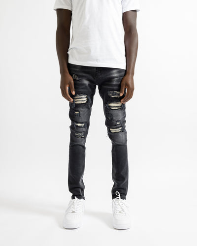Magiri „Rouen“ zerrissene Jeans in Schwarz