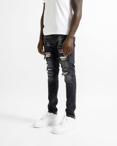 Magiri „Rouen“ zerrissene Jeans in Schwarz