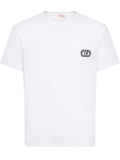 Valentino – Weißes T-Shirt mit VLogo-Signature-Patch