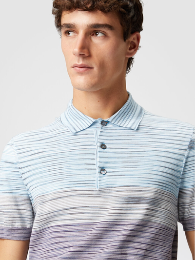Missoni Poloshirt mit Slub-Muster in Hellblau und Lila