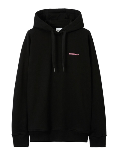 Burberry Pink – Schwarzer Kapuzenpullover mit Eichenblatt-Wappenlogo