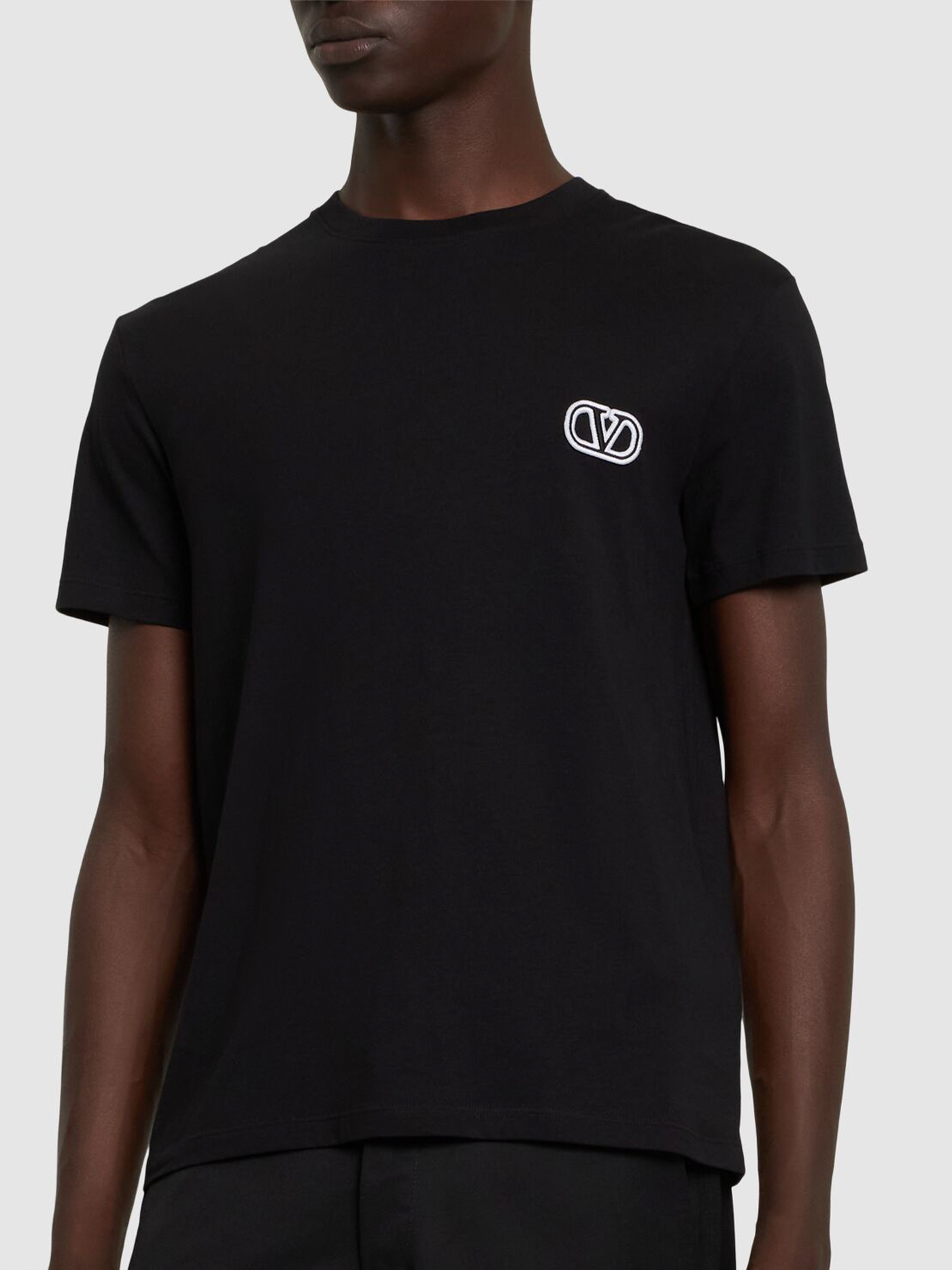 Valentino – Schwarzes T-Shirt mit VLogo-Signatur-Patch