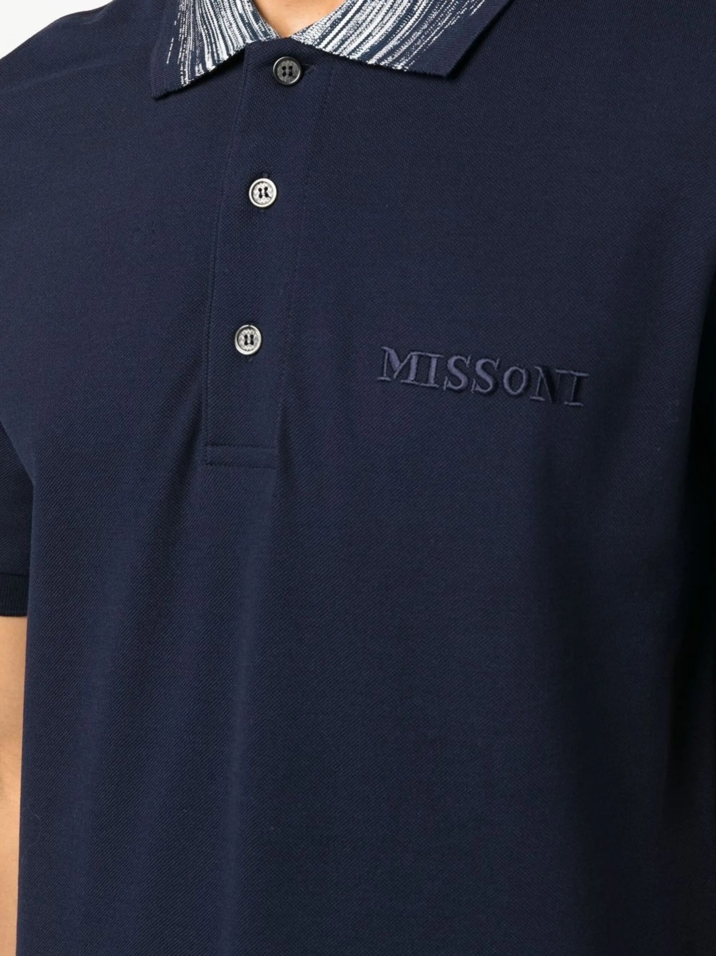 Missoni – Poloshirt mit gestreiftem Kragen in Marineblau