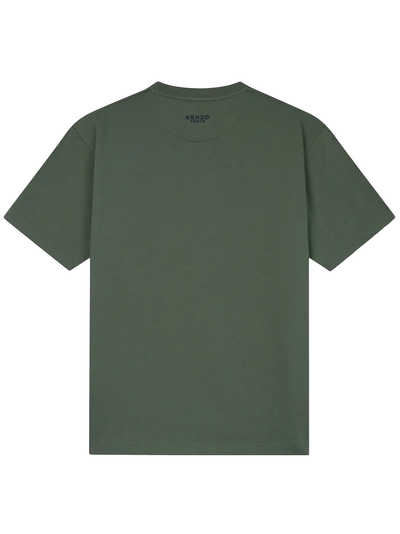 Kenzo – Grünes T-Shirt mit aufgesticktem Wappen „Boke Flower“