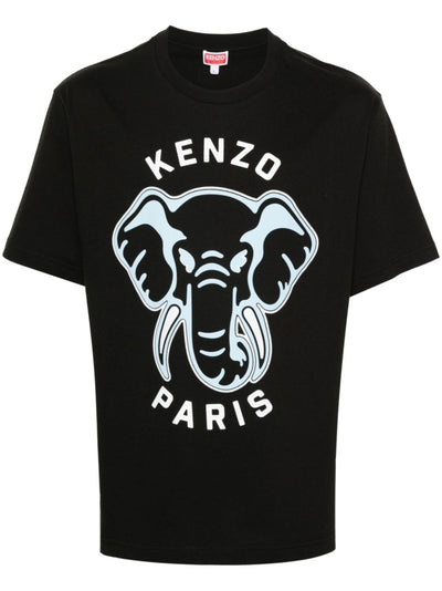 Kenzo – Übergroßes T-Shirt mit Elefantenlogo-Aufdruck in Schwarz