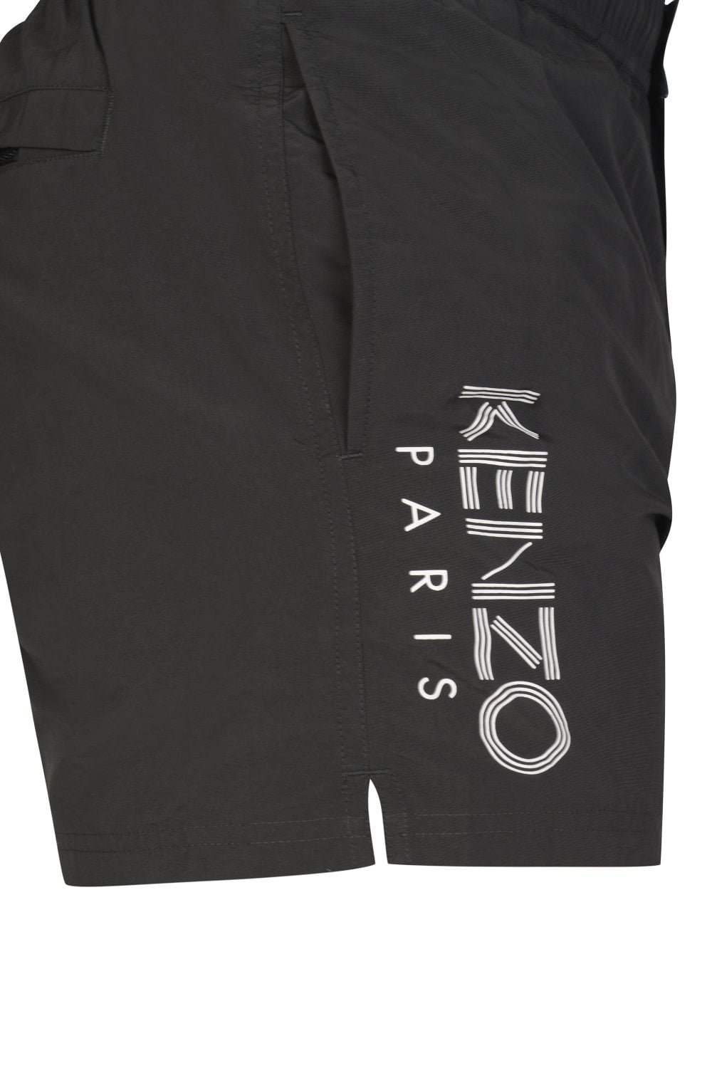 Kenzo – Kurze Badeshorts mit Paris-Logo in Schwarz