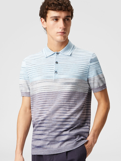 Missoni Poloshirt mit Slub-Muster in Hellblau und Lila