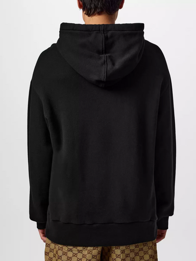 Gucci – Schwarzer Kapuzenpullover mit ineinandergreifendem GG-Logo