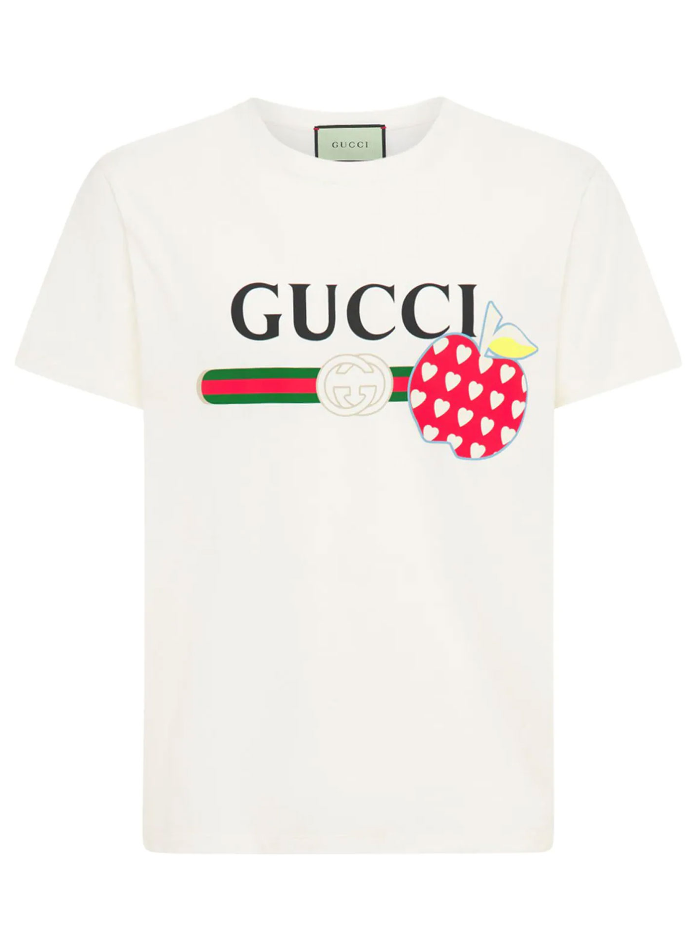 Gucci – Weißes T-Shirt mit Apfel-Print „Les Pommes“