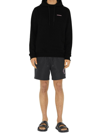 Burberry Pink – Schwarzer Kapuzenpullover mit Eichenblatt-Wappenlogo
