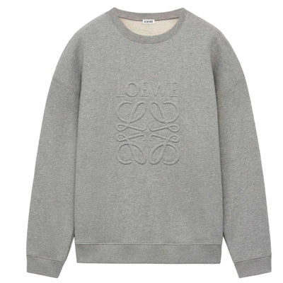 Loewe – Anagram – Locker geschnittenes Sweatshirt mit Rundhalsausschnitt und Ton-in-Ton-Logo in Graumeliert