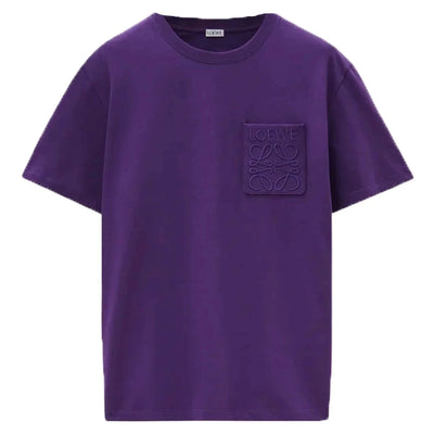 Loewe – Locker geschnittenes T-Shirt mit farblich abgestimmtem Taschenlogo in Tennisviolett