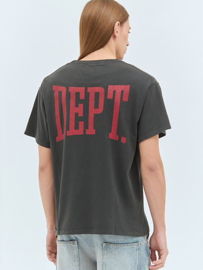Gallery Dept Dept Gym – Rotes Logo-T-Shirt in Vintage-Schwarz