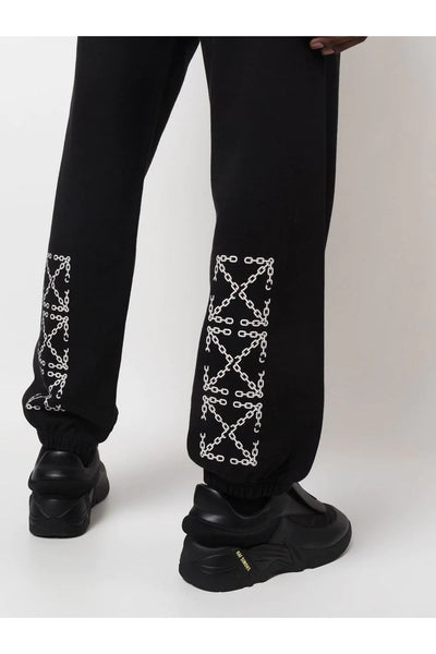 Off-White – Schwarze Jogginghose mit Kettenpfeilen-Print