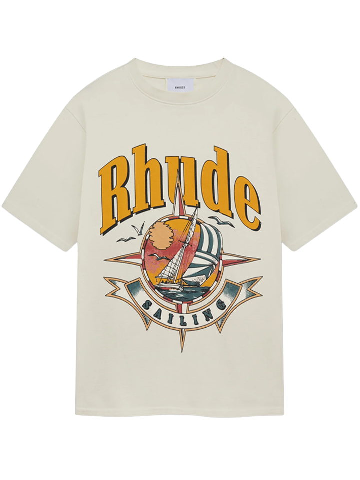 Rhude „Port De Rhude“ T-Shirt in Vintage-Weiß