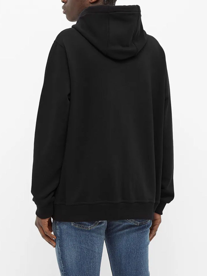 Burberry – Schwarzer Kapuzenpullover mit Reißverschluss und Streifendetail
