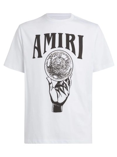 Amiri – Weißes T-Shirt mit Kristallkugel-Print