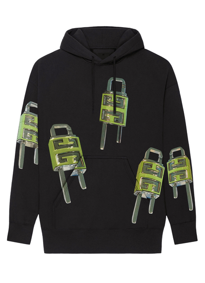 Givenchy – Oversize-Kapuzenpullover mit 4G-Lock-Logo in Schwarz