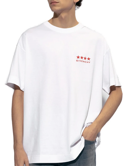 Givenchy – Weißes T-Shirt mit 4-Sterne-Logo-Aufdruck