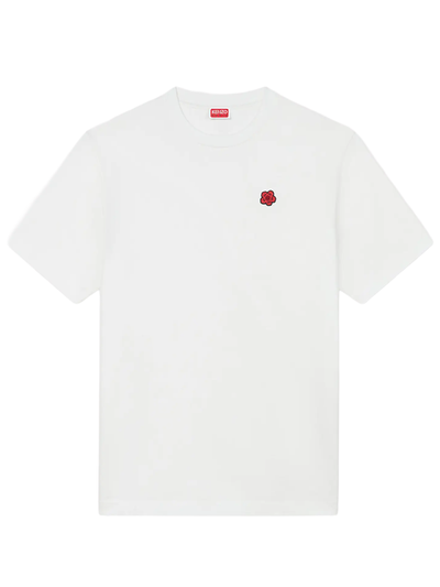 Kenzo – Weißes T-Shirt mit „Boke“-Blumenaufnäher