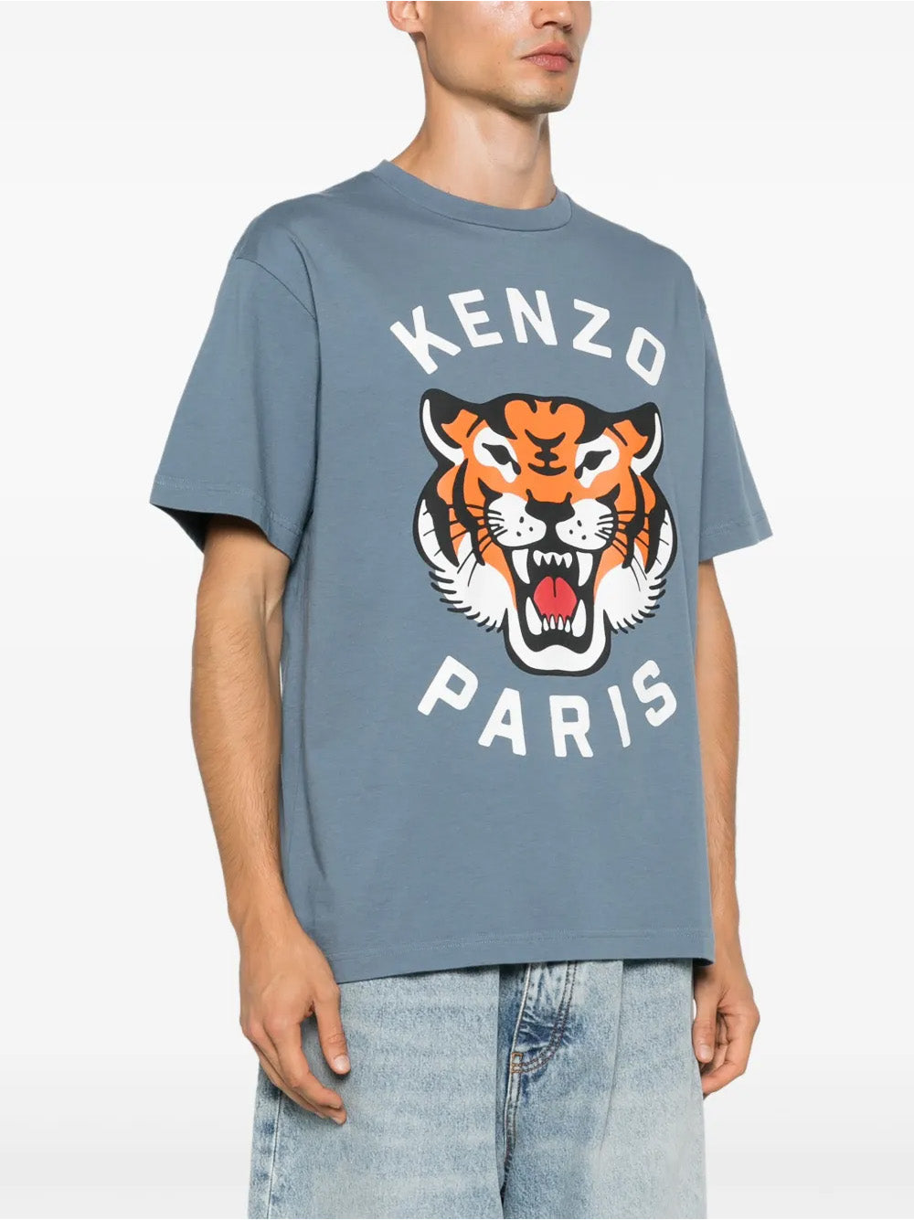 Kenzo – T-Shirt mit „Lucky Tiger“-Print in Blau