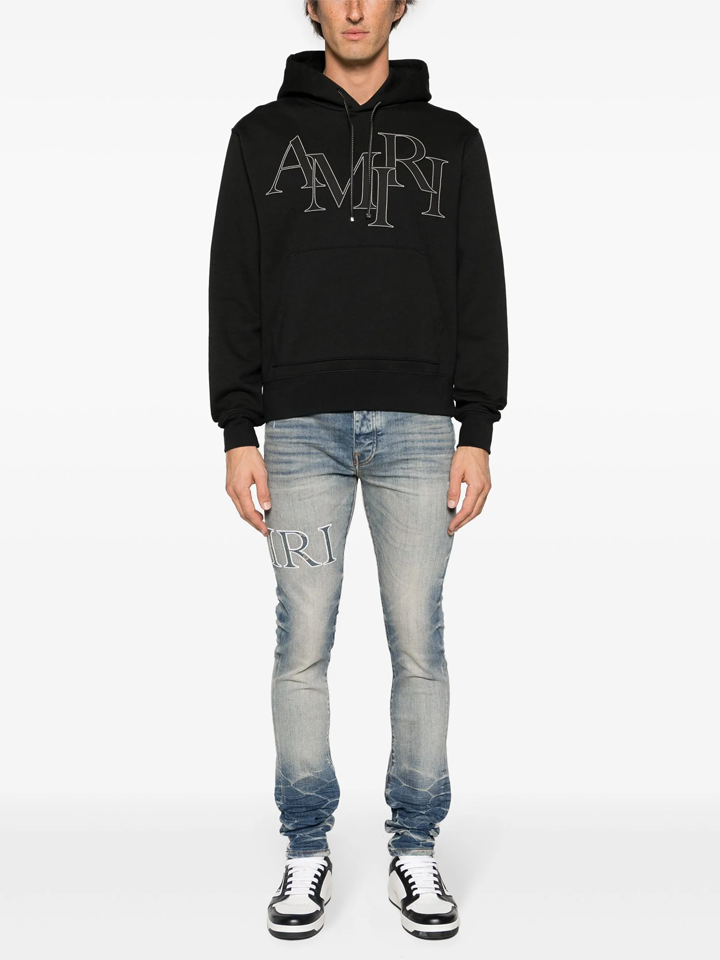 Amiri – Kapuzenpullover mit versetztem Logo in Schwarz