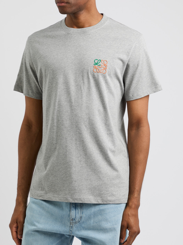Loewe – T-Shirt mit Anagram-Stickerei in Graumeliert