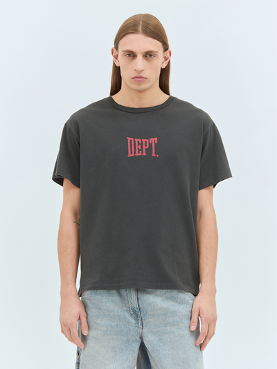 Gallery Dept Dept Gym – Rotes Logo-T-Shirt in Vintage-Schwarz