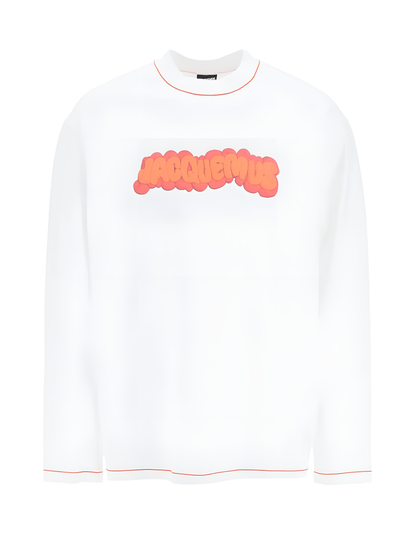 Jacquemus – Langärmliges T-Shirt mit Pate-a-Modeler-Print und Logo-Paste Le in Weiß