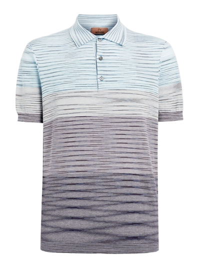 Missoni Poloshirt mit Slub-Muster in Hellblau und Lila