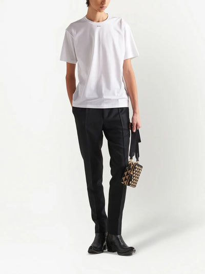 Prada – Weißes T-Shirt mit kleinem Logo-Print