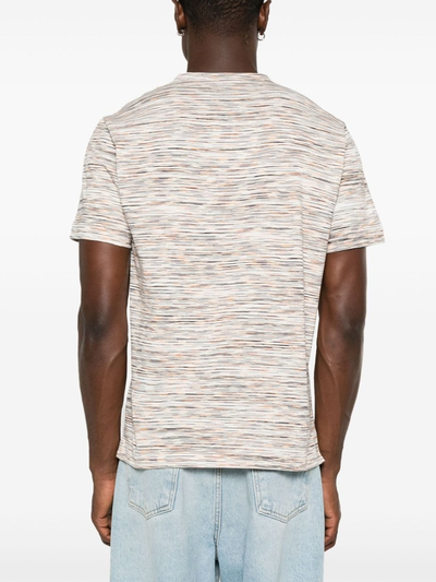 Missoni T-Shirt mit Slub-Streifenprint in Orange-Weiß