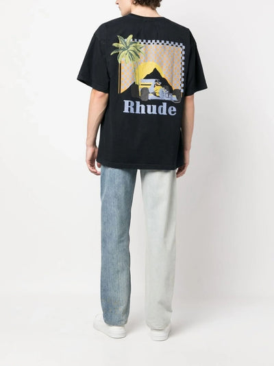 Rhude – T-Shirt „Moonlight Tropics“ mit Logo-Print in Schwarz