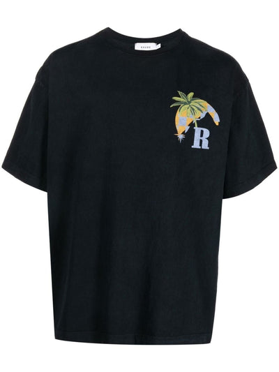 Rhude – T-Shirt „Moonlight Tropics“ mit Logo-Print in Schwarz