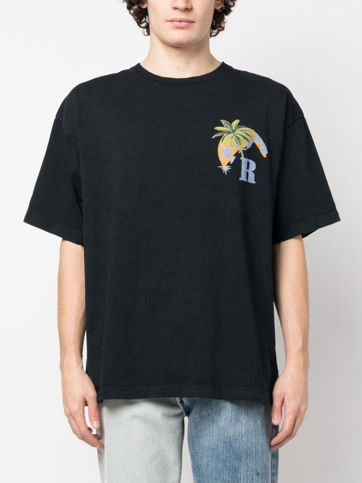Rhude – T-Shirt „Moonlight Tropics“ mit Logo-Print in Schwarz