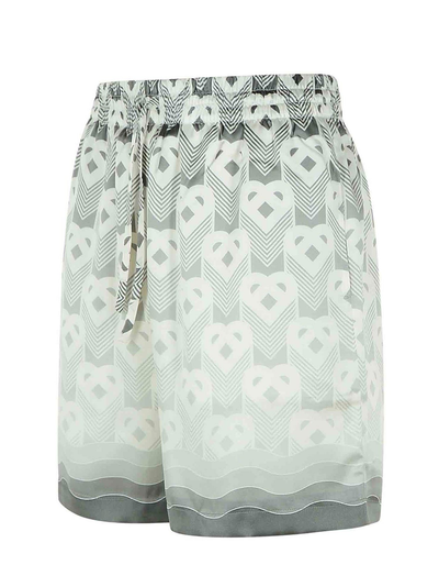 Casablanca – Seidenshorts mit Farbverlauf und Herz-Monogramm in Grau