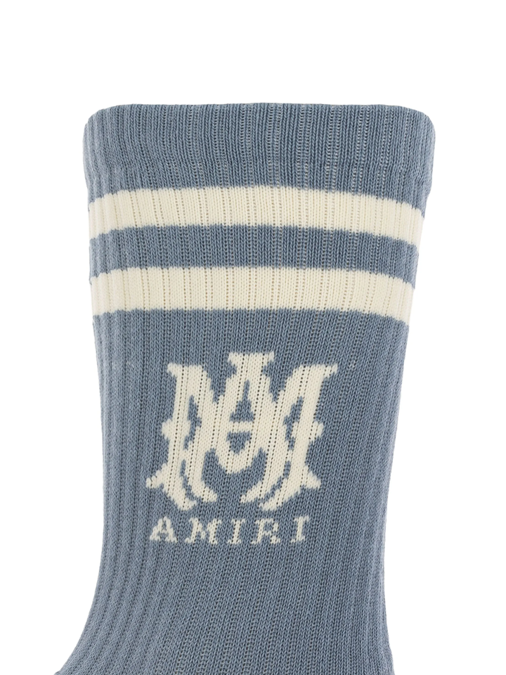 Amiri MA – Gestreifte Socken in Staubblau