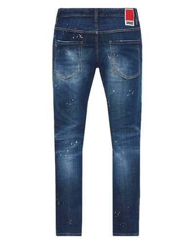 Dsquared2 – DSQ2 – Zerrissene Skaterjeans mit Patch in Blau