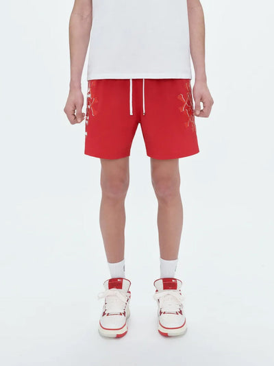 Amiri – Badeshorts mit Bones-Print in Rot