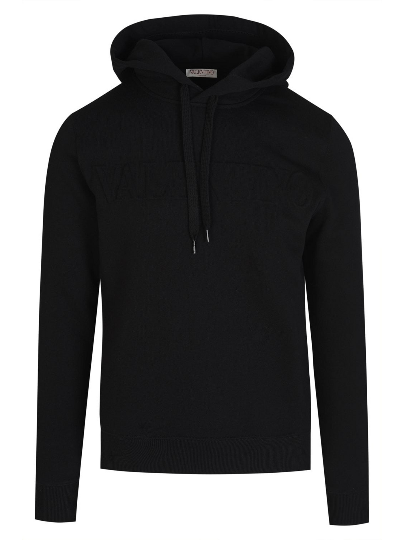 Valentino – Schwarzer Kapuzenpullover mit geprägtem Logo