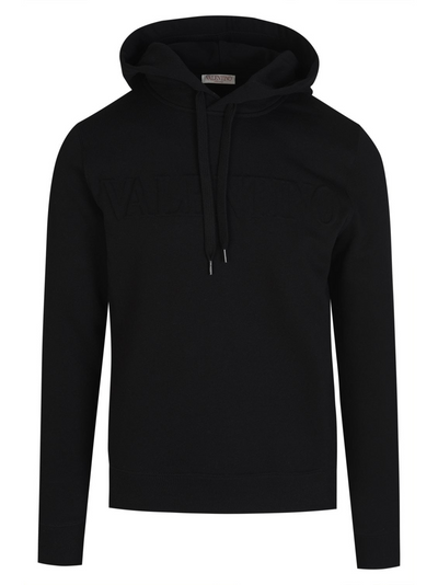 Valentino – Schwarzer Kapuzenpullover mit geprägtem Logo