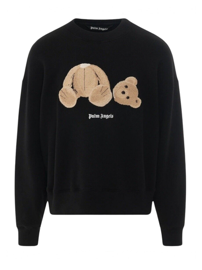 Palm Angels – Schwarzes Sweatshirt mit Rundhalsausschnitt und Bären-Print