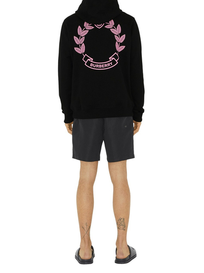 Burberry Pink – Schwarzer Kapuzenpullover mit Eichenblatt-Wappenlogo