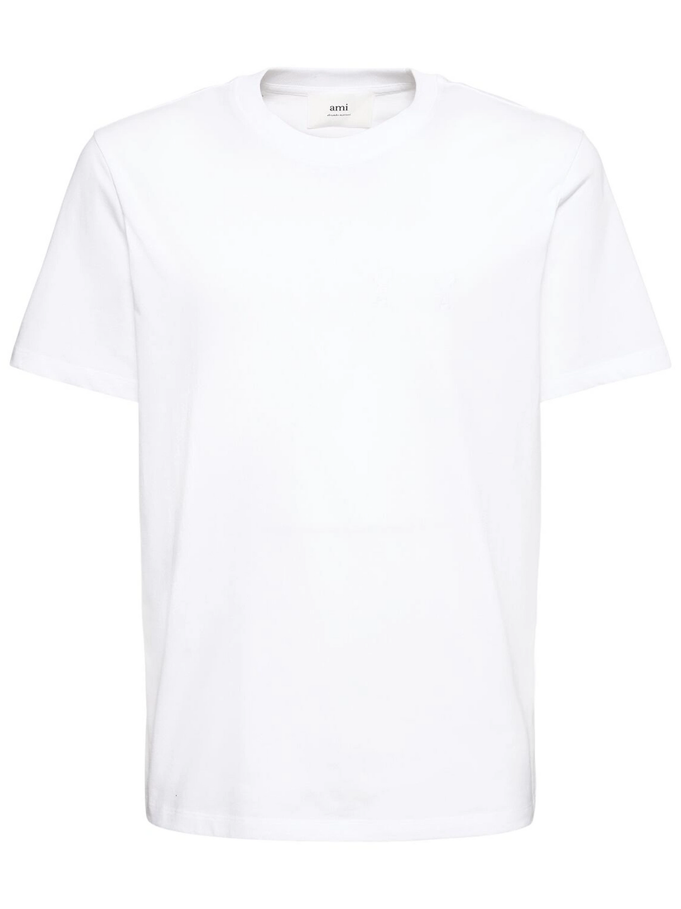 Ami Paris – Ami De Coeur – Weißes T-Shirt mit gesticktem Logo in Weiß