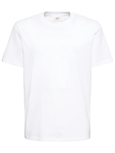 Ami Paris – Ami De Coeur – Weißes T-Shirt mit gesticktem Logo in Weiß