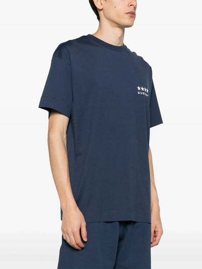 Givenchy – Marineblaues T-Shirt mit 4G-Sternenlogo
