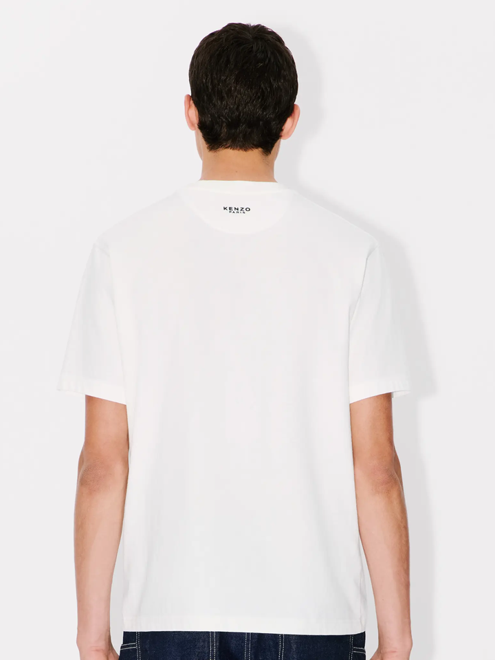 Kenzo – Weißes T-Shirt mit „Boke“-Blumenaufnäher