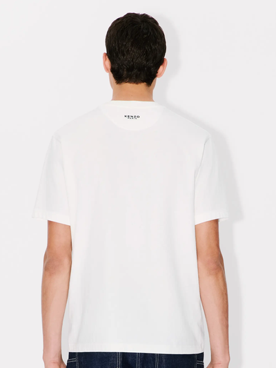 Kenzo – Weißes T-Shirt mit „Boke“-Blumenaufnäher