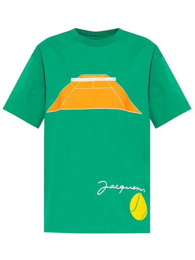 Jacquemus – T-Shirt „Le“ mit Tennis-Print in Grün