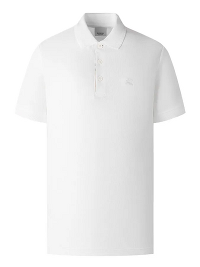 Burberry – Equestrian Knight – Poloshirt mit gesticktem Logo in Weiß